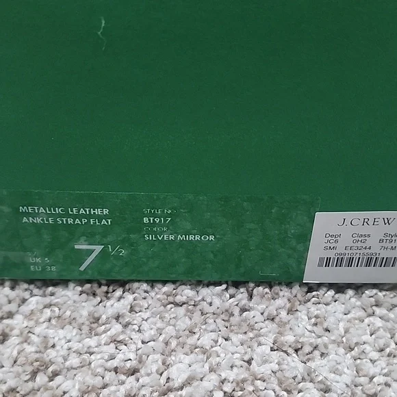 NwT J. Crew Silver Mirror Ankle Strap Flats - Picture 5 of 5